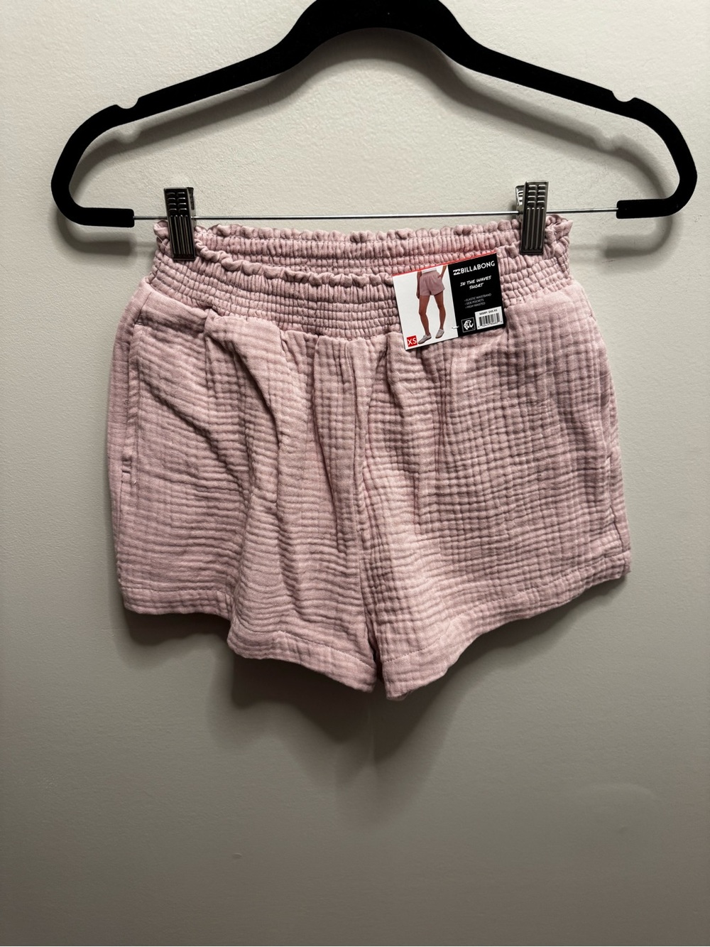 Billabong Light Pink Gauze Elastic-Waist Casual Shorts